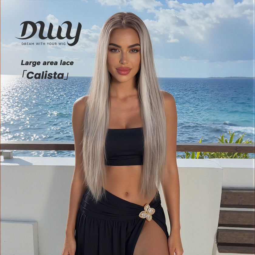 Calista C- DWY 13×6 Lace Front Free Part Long Blonde Gradient Straight Glueless Synthetic Wig