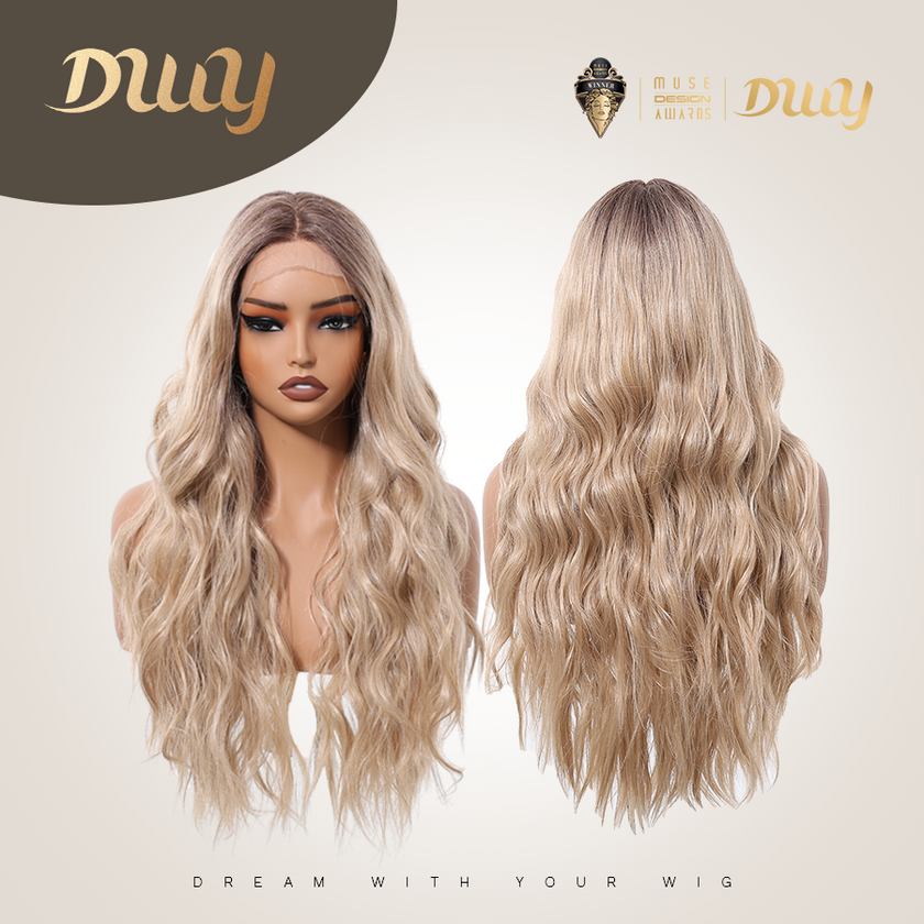 Adalynn-DWY  Synthetic Lace Front Brown HD Lace Body Wave Pre Plucked Glueless Wig