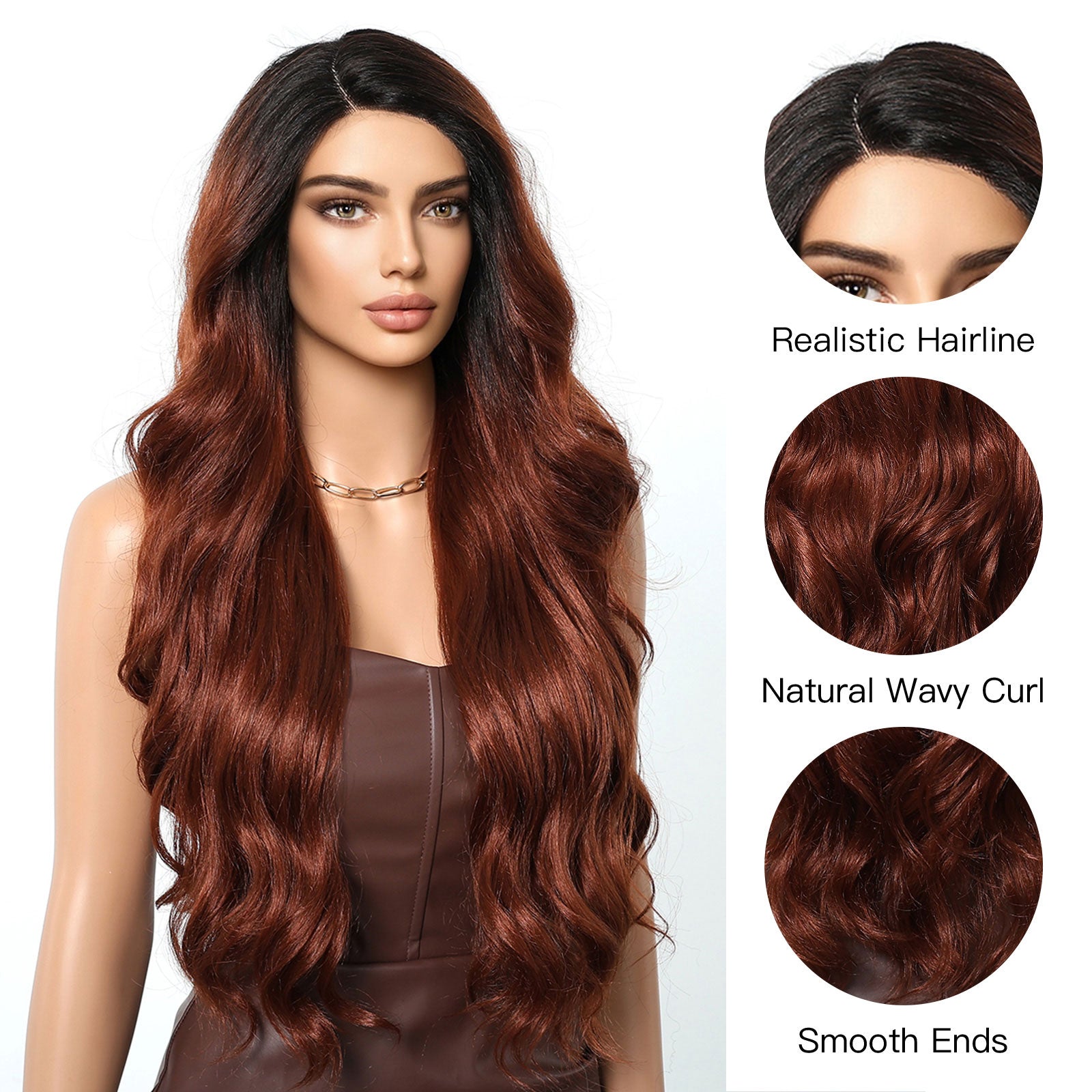 Payton-DWY Reddish Brown Tresses Wave Side Part Wig