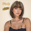 Jean plus -DWY【Gen 2 Large Realistic Scalp】Short Straight Brown with Blonde Highlights Glueless Synthetic Wig with Bangs