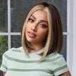 DWY Lace front 10 Inch Bob brown with golden highlight short straight wig DWY-BL66085-1