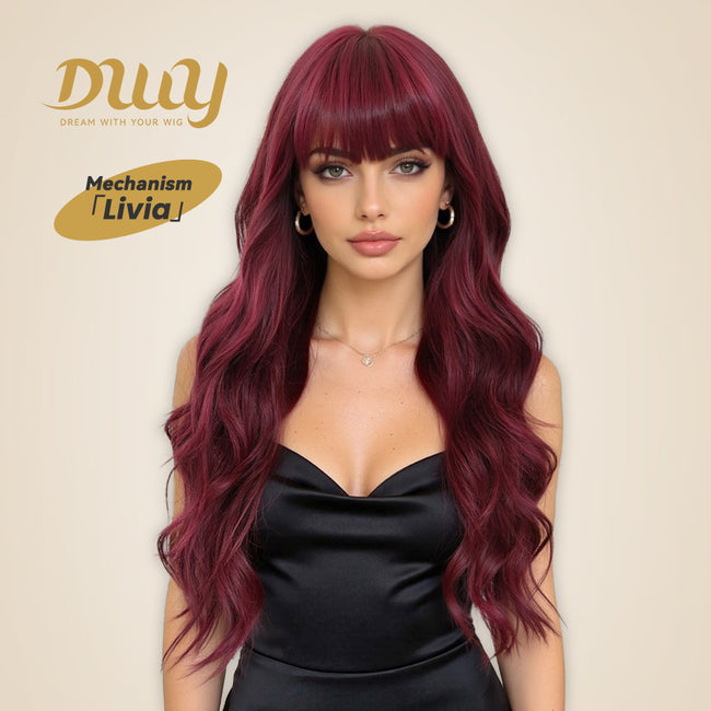 DWY 26-Inch Wine Red Curly Wig - Bold Burgundy Glam