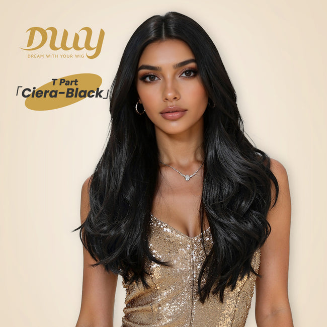 Ciera H-DWY Lace Front Middle Part Long Wavy Brown Glueless Synthetic Wig