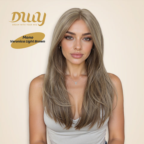 Pre Order-Veronica-DWY 20-Inch Glueless Lace Front Synthetic Wig - Mid-Length Straight Rooted Platinum Blonde