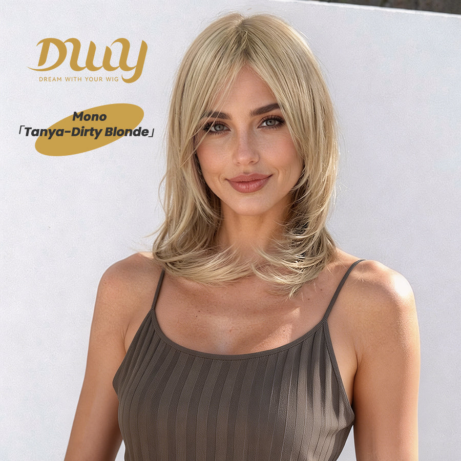 Tanya-DWY Mono Lace Front Free Part Short Natural Wavy Glueless Synthetic Wig