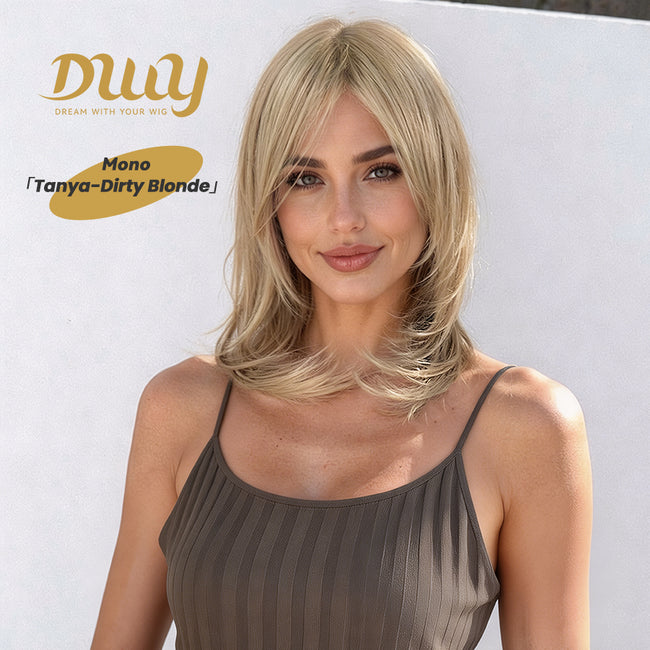 Tanya-DWY Mono Lace Front Free Part Short Natural Wavy Glueless Synthetic Wig