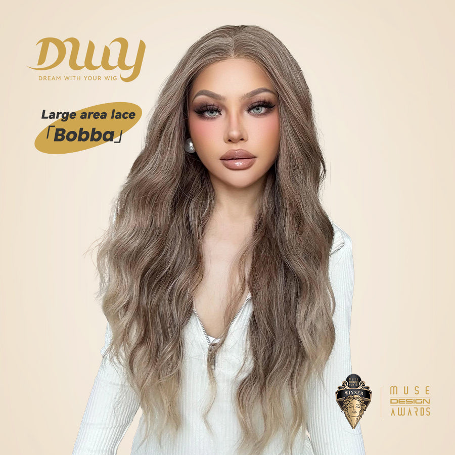 Bobba-DWY Free Part 13×6 Black Curly Tresses Synthetic Wig