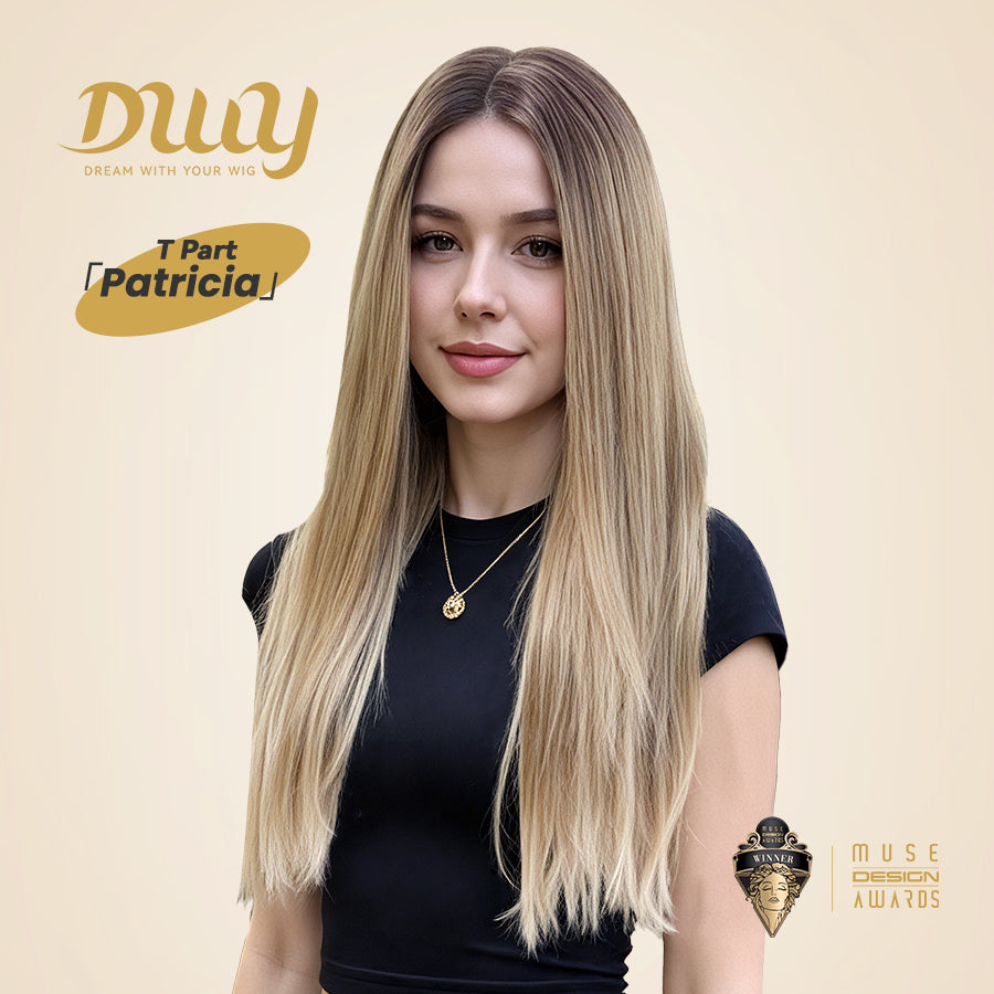 Patricia-DWY Lace Front T Part Long Brown Gradient Glueless Synthetic Wig