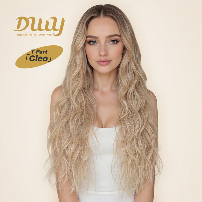 Cleo C-DWY Lace Front Middle Part Long-Length Water Wavy Chocolate Brown Synthetic Wig