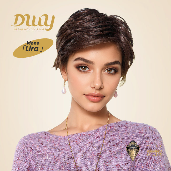 Kinsley-DWY Mono Lace Front Free Part Brown Short Pixie Synthetic Wig