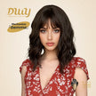 Gemma-DWY Machine Made Natural Black Short Bob Curly Glueless Synthetic Wig with Bangs for Women 12 Inches