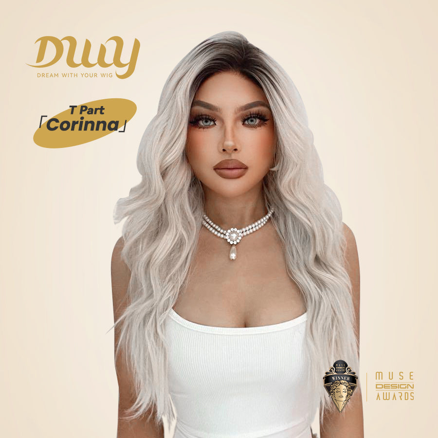 Corinna C-DWY Long Curly Blonde 13×4 Free Part Dark Roots Wig