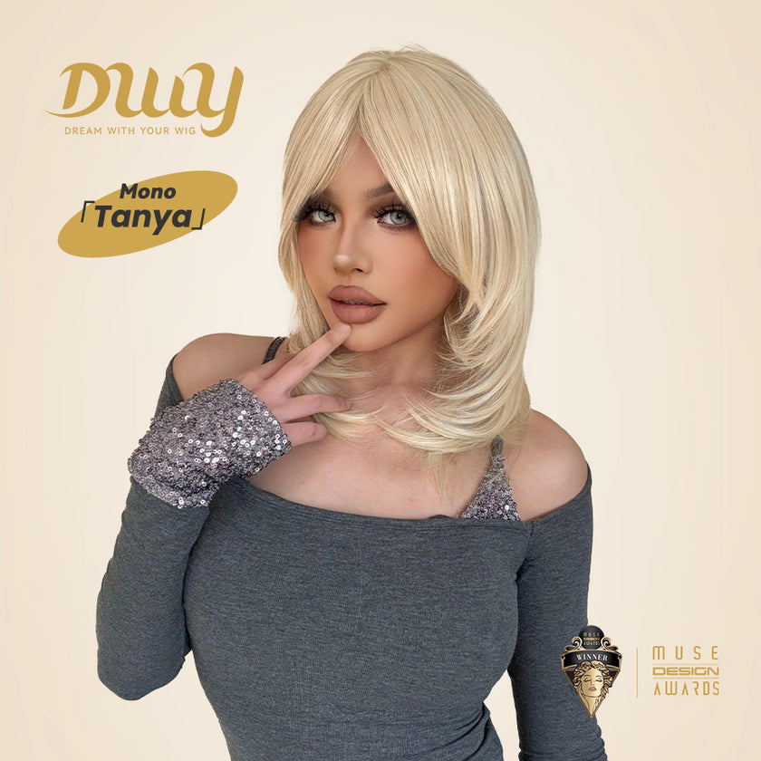 Tanya-DWY Mono Lace Front Brown Free Part Mid-Length Synthetic Wig