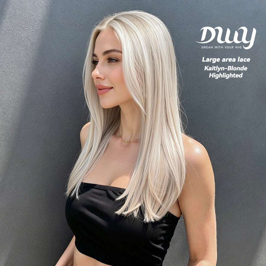 Kaitlyn-DWY 13*4 Free Parting Hand -Tied Top Middle Length  Glueless Synthetic Wig