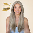 Ethel-DWY 13x6 Filter Lace Front Free Part Long Length Straight Brown with Highlights Glueless Synthetic Wig