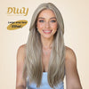 Ethel-DWY 13x6 Filter Lace Front Free Part Long Length Straight Brown with Highlights Glueless Synthetic Wig