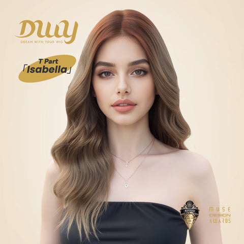 Isabella-DWY Lace Front T-Part Ombre Flax Brown Blonde Curly Synthetic Wig