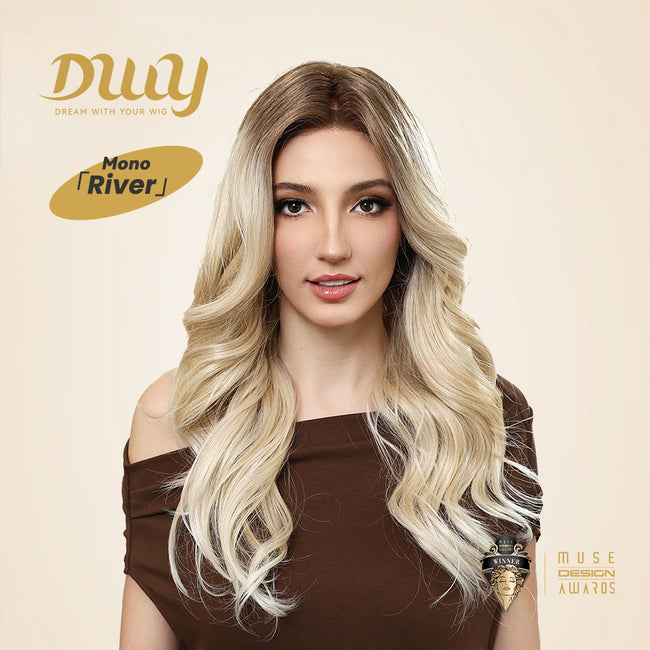 River-DWY Mono Lace Front Free Part Long Wavy Blonde Glueless Synthetic Wig