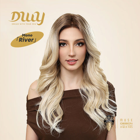 River-DWY Mono Lace Front Free Part Long Wavy Blonde Glueless Synthetic Wig