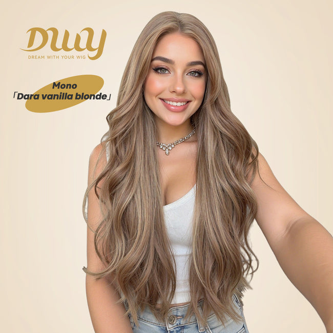 Dara C- NEW! DWY Mono Lace Front Free Part Long-Length Wavy Brown Glueless Synthetic Wig