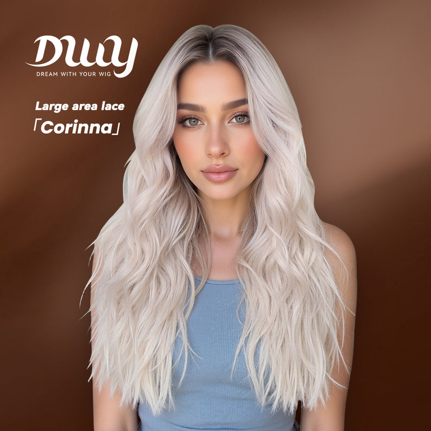 Corinna C-DWY Long Curly Blonde 13×4 Free Part Dark Roots Wig