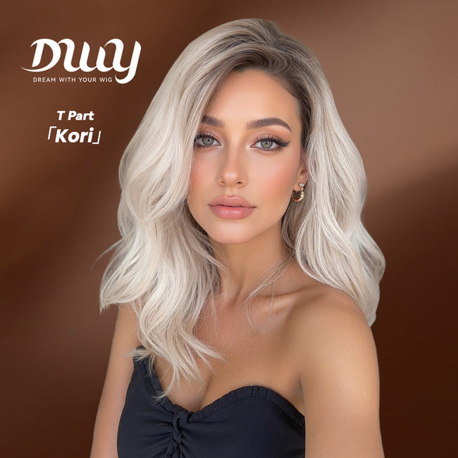 [CLEARANCE SALE] Kori-DWY 4*1 Left Side Part Pearl Blonde Wavy Glueless Synthetic Wig