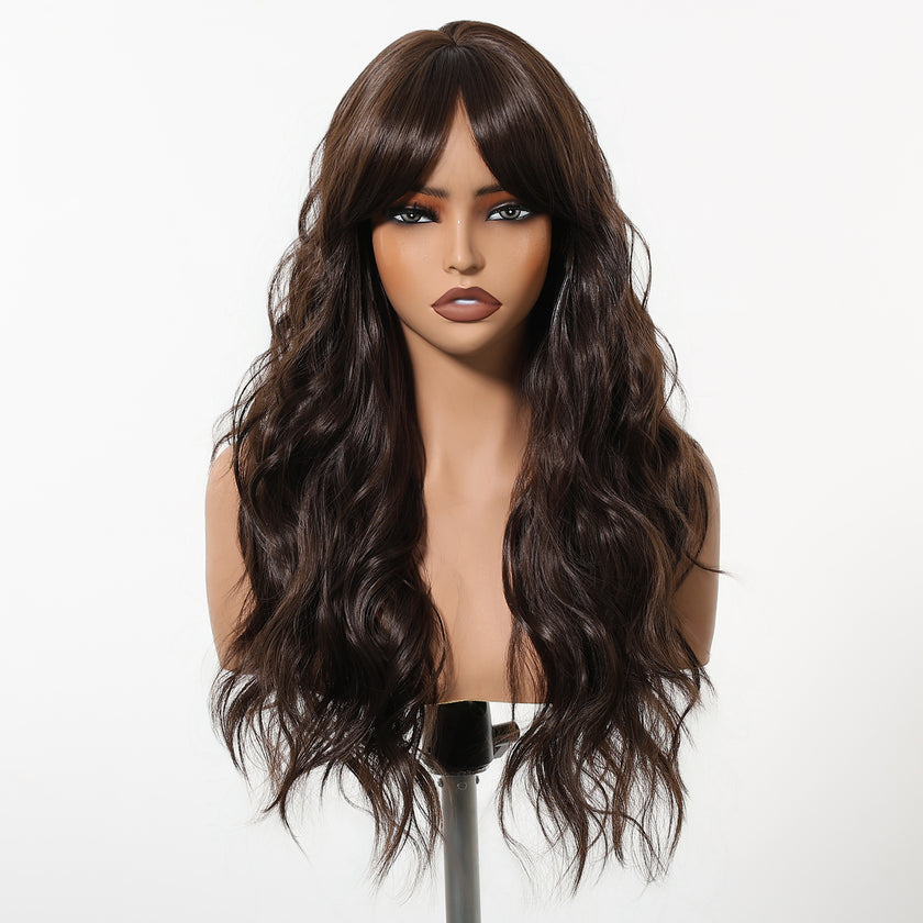 Eireen-DWYLong Brown Curly Glueless Synthetic Wig