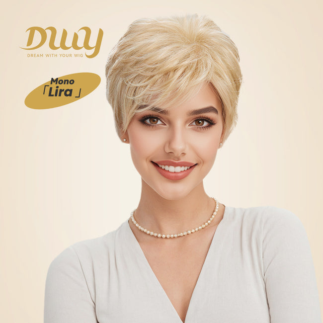 [CLEARANCE SALE] Lira H-DWY Mono Lace Front Free Part Short Pixie Glueless Synthetic Wig for Women 2 Shades 8 Inches