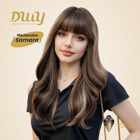 DWY Samara- Wavy MiraScalp Tea Brown with Highlights Glueless Synthetic Wig