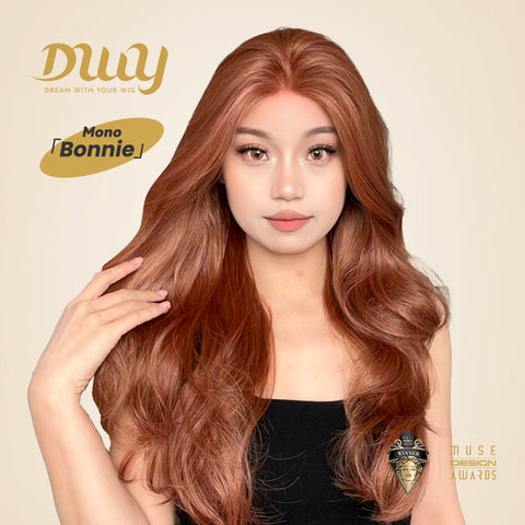 Bonnie-DWY Mono Lace Front Free Part Long Curly Orange Red Synthetic Wig