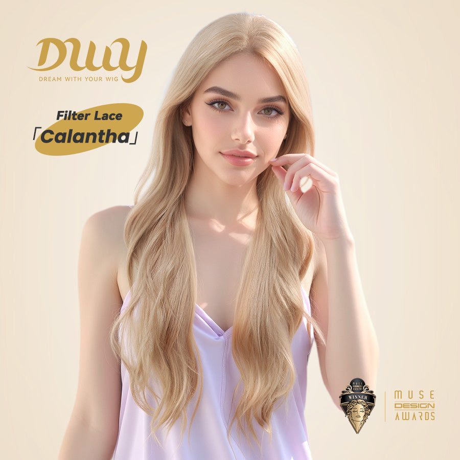 Calantha - DWY New Design Filter Lace 28 Inch Wavy Blonde Glueless Synthetic Wig
