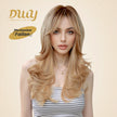 Fallon-DWY Machine Made Middle Part Long Wavy Rooted Light Blonde Glueless Synthetic Wig with Side Bangs for Women 22 Inchess