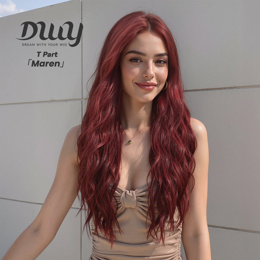 [CLEARANCE SALE] Maren -DWY Lace Front Middle Part Long-Length Water Wavy Dyed Version with BB Hair Glueless Synthetic Christmas wigs for women