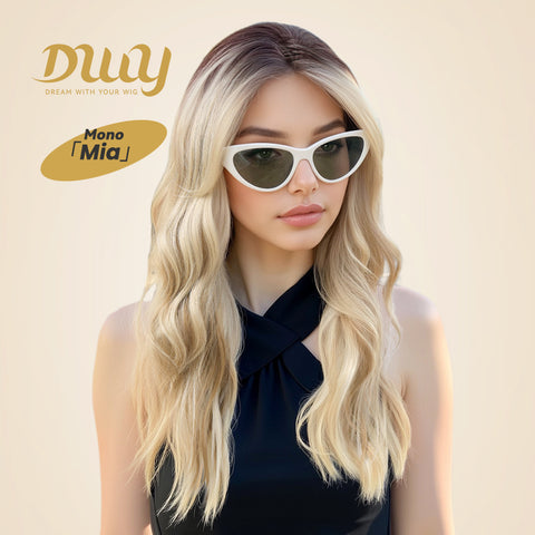 Mia-DWY Mono Lace Front Free Part Rooted Blonde Long Curly Synthetic Wig