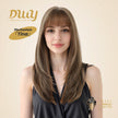 Tina- DWY NEWIN Long-length Layer-cut Straight with Air Bangs Linen Brown with Highlights Glueless Synthetic Wig