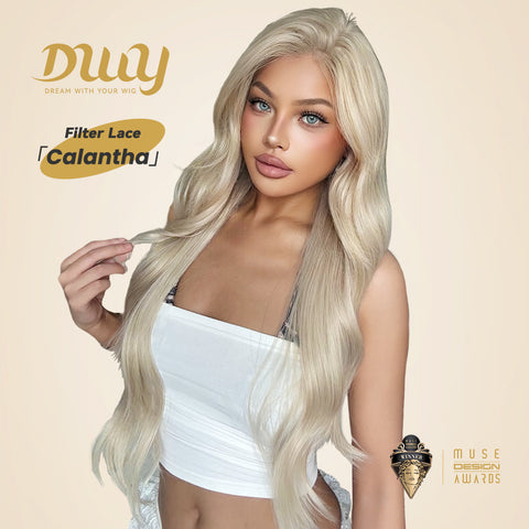 DWY Calantha - New Design Filter Lace 28 Inch Wavy Blonde Glueless Synthetic Wig