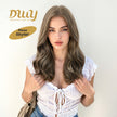 Skylar-DWY Mono Lace Front Free Part Long-Length Curly Brown with Highlights Glueless Synthetic Wig for Women 20 Inches