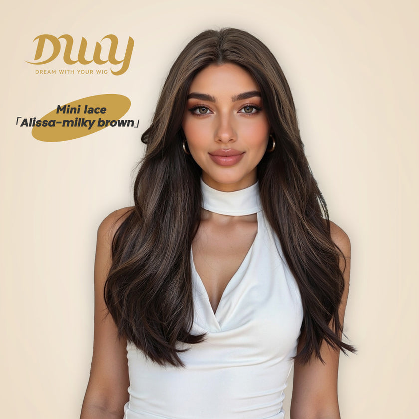 Alissa C-DWY Lace Front Long Natural Brown MINI LACE Part Glueless Synthetic Wig