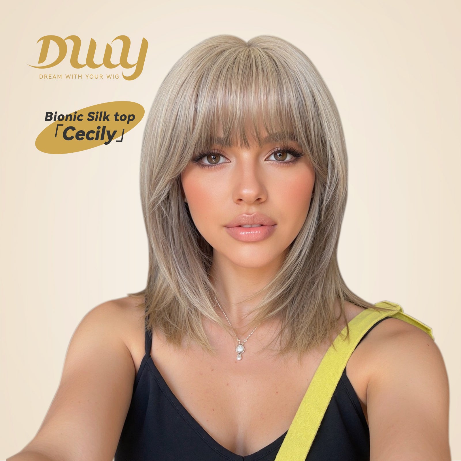 Cecily C-DWY New Technology! Bionic Silk Top 14-Inch Long Blonde Glueless Synthetic Wig