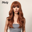 22 Inches Long Curly Brown Wigs with Bangs Synthetic Wigs Women's Wigs for Daily Use,Cosplay or Party Taking Photos LC034-1