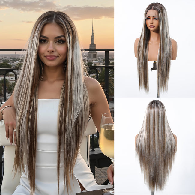 DWY-Body Wave Lace Front Wigs Pre Plucked 13x4 HD Lace Frontal Wigs Human Hair 180 Density Natural blonde and grey Wigs for Women Human Hair Lace Front Wig with Baby Hair Glueless