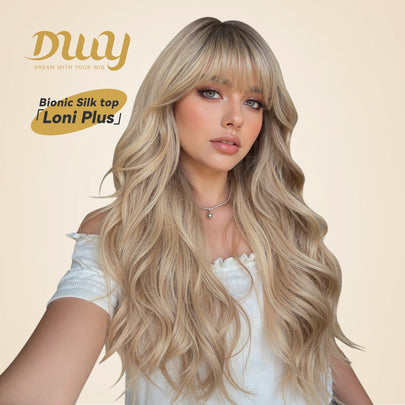 Restocked! Loni Plus C-DWY New Technology! Bionic Silk Top 24-Inch Long Wave Light Brown Glueless Synthetic Wig
