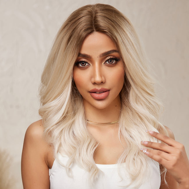 DWY Lace front 20 Inch ombre white long curly wig for women DWY-BL66091-1