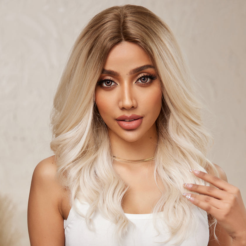DWY Lace front 20 Inch ombre white long curly wig for women DWY-BL66091-1