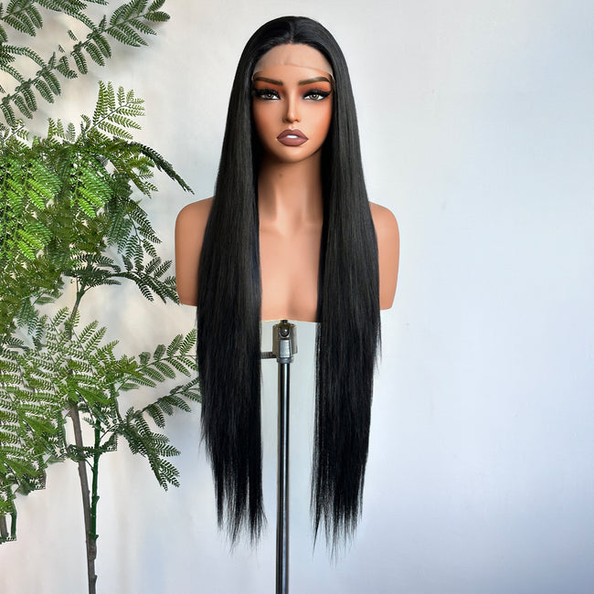 DWY Black Silky Straight 13x4 Free Parting Lace Synthetic Wig