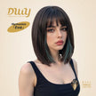 DWY Highlighted Bob Wig with Bangs - Luxurious Synthetic Hair