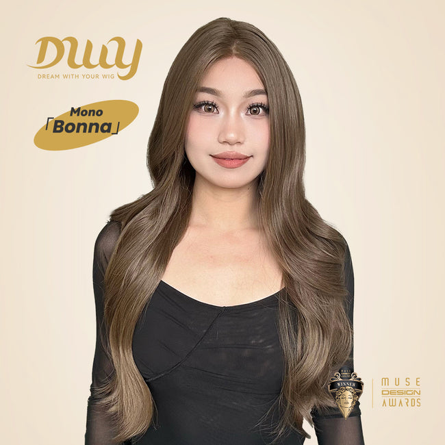 Bonna-DWY Mono Lace Front Free Part Long Wavy Brown Synthetic Wig