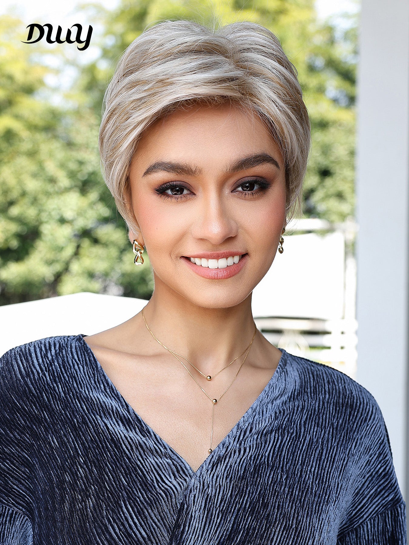 Bella-DWY Mono Lace Front Free Part Bleach Blonde Pixie Synthetic Wig