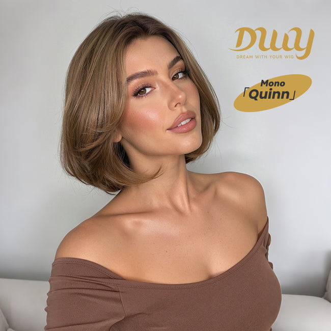 Quinn C-DWY Mono Lace Front Free Part Short Curly Caramel without Bangs Glueless Synthetic Wig