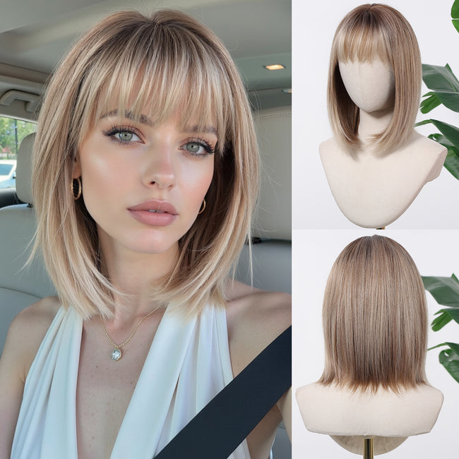 DWY Mixed Dark Blonde Bob Wig - HIgh Quality Synthetic Hair